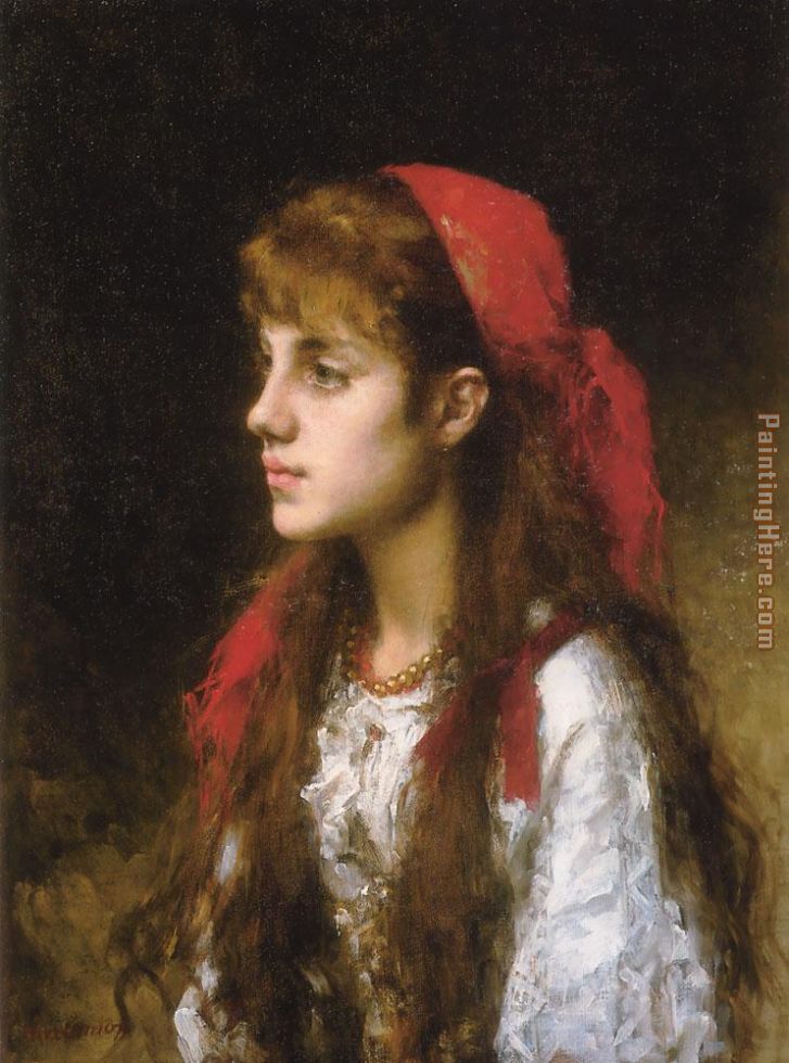 A Russian Beauty painting - Alexei Alexeivich Harlamoff A Russian Beauty art painting